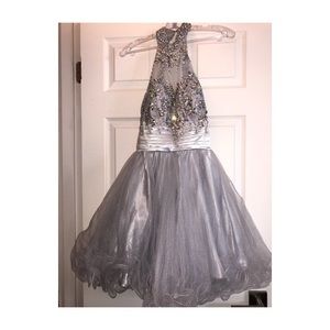 Silver Bling Short Prom Dress